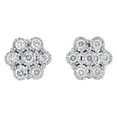 thumbnail image 1 of 10K White Gold Genuine Fanuk Set Diamond Unisex 9mm Flower Stud Earrings 1/3 CT, 1 of 5