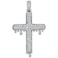 thumbnail image 1 of 10K White Gold Genuine Round Diamond Drip Cross Pendant Mens 2" Charm 3.82 CT., 1 of 6