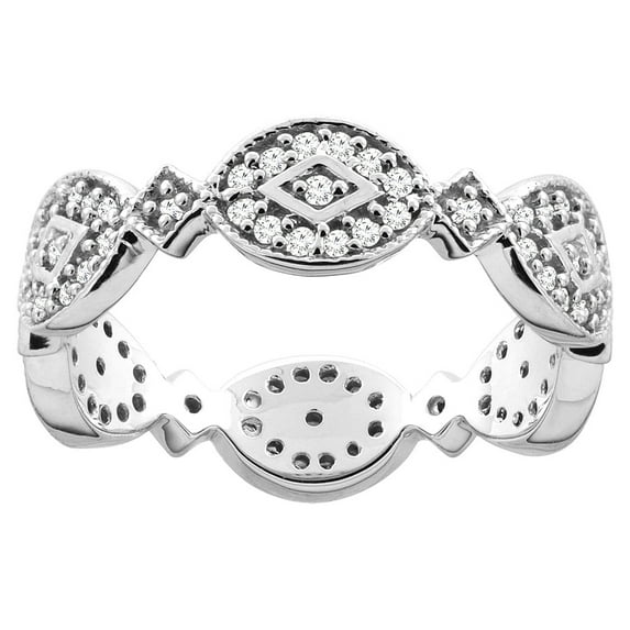 10K White Gold Geometric Diamond Engagement Ring 1/4 inch wide, size 9