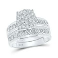 thumbnail image 1 of 10K White Gold His Hers Round Diamond Cluster Matching Wedding Set 3/4ctw, Womens Size: 5-10, Mens Size: 7-13, 1 of 4