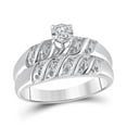 thumbnail image 1 of 10K White Gold His Hers Round Diamond Solitaire Matching Wedding Set 1/20 Cttw, Womens Size: 5-10, Mens Size: 7-13, 1 of 4