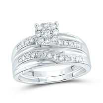 10K White Gold His Hers Round Diamond Solitaire Matching Wedding Set 1/3 Cttw, Womens Size: 5-10, Mens Size: 7-13