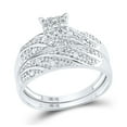 thumbnail image 1 of 10K White Gold His Hers Round Diamond Square Matching Wedding Set 1/3ctw, Womens Size: 5-10, Mens Size: 7-13, 1 of 4