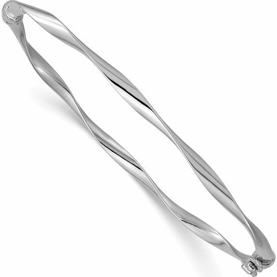10K White Gold Jbsp's Polished Hinged Bangle Made In Italy 10lf526