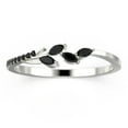 thumbnail image 1 of 10K White Gold Marquise Cut Black Diamond Moissanite Wedding Band, Leaf Style, Half Eternity, Classic Engagement Jewelry, 0.16Ct Anniversary Gift, 1 of 4