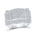 thumbnail image 1 of 10K White Gold Mens Round Diamond Rectangle Cluster Ring 1/2ctw, Mens Size: 7-13, 1 of 1