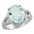 thumbnail image 1 of 10K White Gold Natural Aquamarine Ring Oval 12x10mm Diamond Accent, size 6, 1 of 1