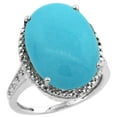 thumbnail image 1 of 10K White Gold Natural Diamond Sleeping Beauty Turquoise Ring Oval 18x13mm, size 5.5, 1 of 2