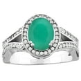 thumbnail image 1 of 10K White Gold Natural HQ Emerald Split Ring Oval 8x6mm Diamond Accent, size 8, 1 of 2