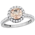 thumbnail image 1 of 10K White Gold Natural Morganite Ring Round 6mm Floating Halo Diamond, size 5, 1 of 4