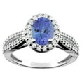 thumbnail image 1 of 10K White Gold Natural Tanzanite Ring Oval 8x6mm Diamond Accent, size 8, 1 of 4