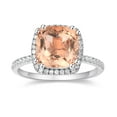 thumbnail image 1 of 10K White Gold Natural morganite Cushion Cluster Setting Engagement Ring, 1 of 6