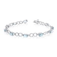 thumbnail image 1 of 10K White Gold Oval Aquamarine and Diamond Bracelet, 1 of 3