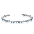 thumbnail image 1 of 10K White Gold Oval Aquamarine and Diamond Bracelet, 1 of 2