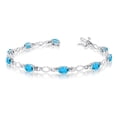 thumbnail image 1 of 10K White Gold Oval Blue Topaz and Diamond Bracelet, 1 of 3