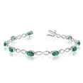 thumbnail image 1 of 10K White Gold Oval Emerald Stones And Diamonds Infinity Tennis Bracelet, 7", 1 of 1