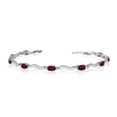 thumbnail image 1 of 10K White Gold Oval Garnet and Diamond Bracelet, 1 of 2