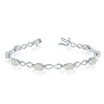 thumbnail image 1 of 10K White Gold Oval Opal Stones And Diamonds Infinity Tennis Bracelet, 7", 1 of 2