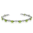 thumbnail image 1 of 10K White Gold Oval Peridot and Diamond Bracelet, 1 of 3