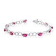 thumbnail image 1 of 10K White Gold Oval Ruby and Diamond Bracelet, 1 of 2