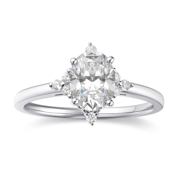 10K White Gold Oval Shape Moissanite Cubic Zirconia Engagement Ring for Women