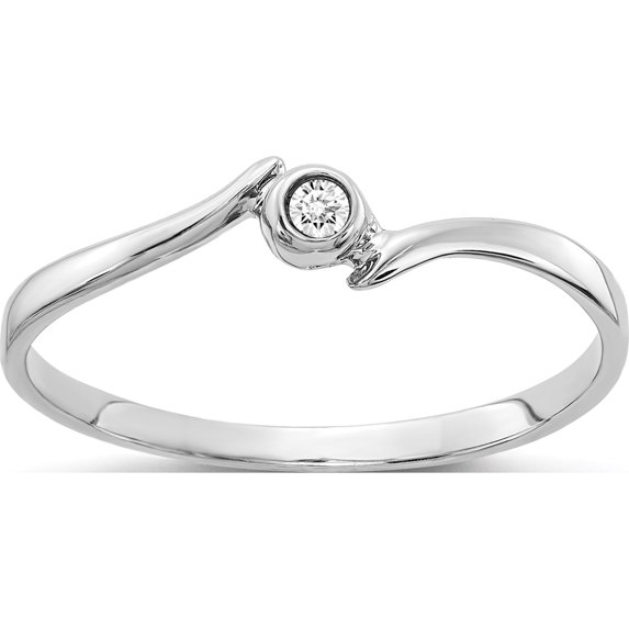 10K White Gold Polished Aa Diamond Ringsize 6 (Width 2) - Jbsp