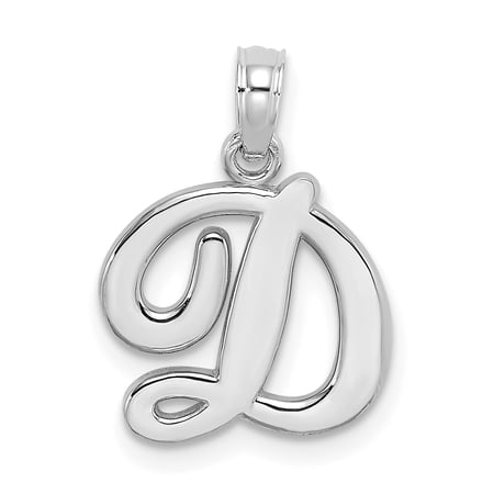 10K White Gold Polished Medium Script Initial D Charm 10K6422WD