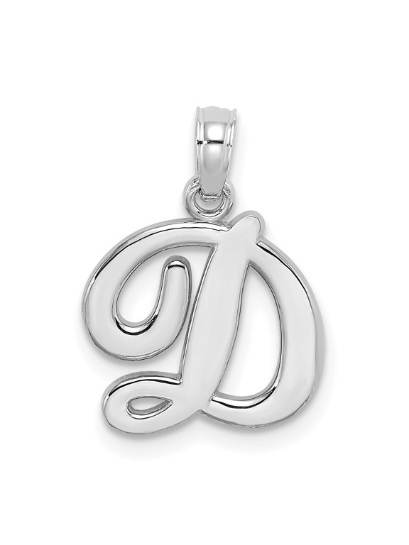 10K White Gold Polished Medium Script Initial D Charm 10K6422WD