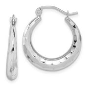 BAGATELA 10K White Gold Polished & Diamond-Cut Hoop Earrings