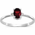 thumbnail image 1 of 10K White Gold Polished Geniune Diamond & Garnet Birthstone Ring (Size 6) Made In India 10xbr214, 1 of 6
