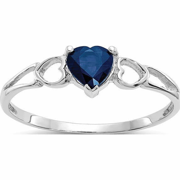 10K White Gold Polished Geniune Sapphire Birthstone Ring (Size 6) Made In India 10xbr174