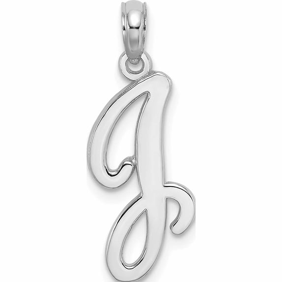 10K White Gold Polished J Script Initial Charm Made In United States 10k6422wj