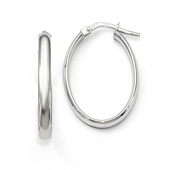 10K White Gold Polished Oval Hoop Earrings 10k White Gold Earrings