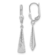 thumbnail image 1 of 10K White Gold Polished/Textured Leverback Dangle Earrings, 1 of 3