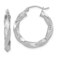thumbnail image 1 of 10K White Gold Polished & Textured Twist Hoop Earrings, 1 of 1