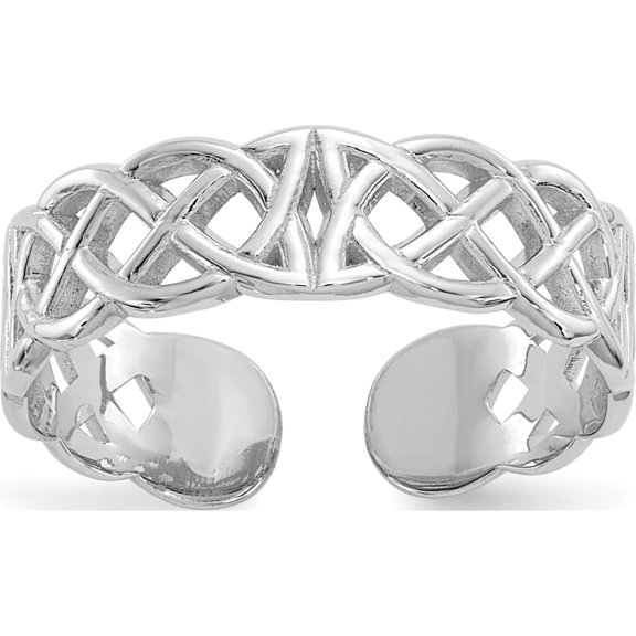 10K White Gold Polished W/ Design Toe Ring (Width 4) - Jbsp