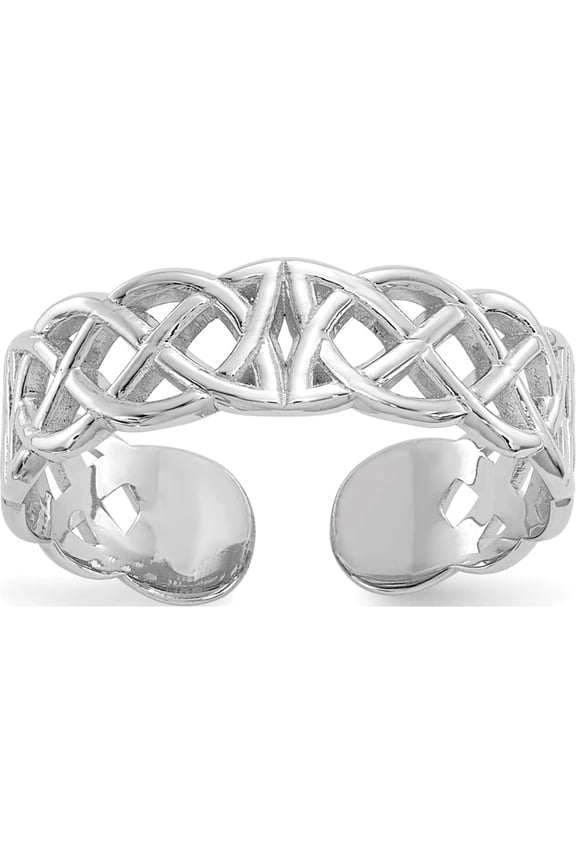 10K White Gold Polished Celtic Knot Design Toe Ring