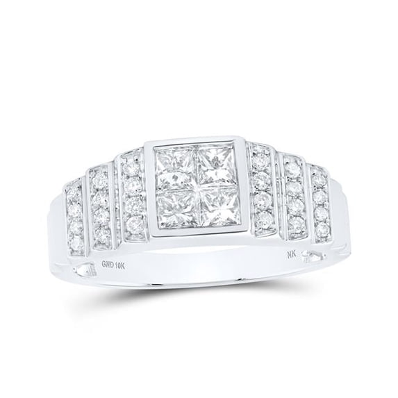 10K White Gold Princess Diamond Band Ring - 1 CTTW