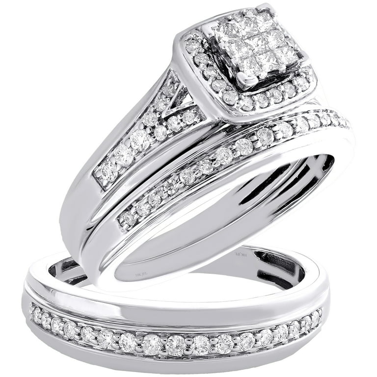 Black and White Diamond Ring 10k White Gold with Split Band Black and White Diamond Ring 10k White Gold with Split Band