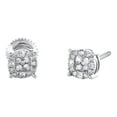 thumbnail image 1 of 10K White Gold Real Diamond Unisex 5.5mm 4 Prong Round Stud Earrings 1/4 CT, 1 of 5