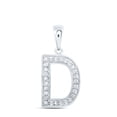 thumbnail image 1 of 10K White Gold Real Diamond Women's Block Font Initial D Letter Pendant 1/10 CT, 1 of 1