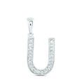 thumbnail image 1 of 10K White Gold Real Diamond Women's Block Font Initial U Letter Pendant 1/10 CT, 1 of 1