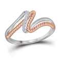 thumbnail image 1 of 10K White Gold Real Diamond Women's Swirling Intertwined Rope Band Ring 1/12 CT, 1 of 2