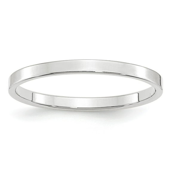 10K White Gold Ring Band Wedding Standard Flat 2mm LTW Size 9.5