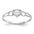 thumbnail image 1 of 10K White Gold Ring Band with Stones (04) April Topaz (White) Heart, Size 6, 1 of 5