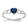 thumbnail image 1 of 10K White Gold Ring Band with Stones (09) September Sapphire Heart Blue, Size 5, 1 of 5