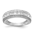thumbnail image 1 of 10K White Gold Ring Band with Stones Cubic Zirconia CZ Square Clear Round, Size 8, 1 of 5