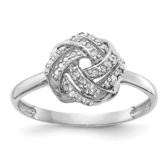 10K White Gold Ring Band with Stones Diamond Round, Size 9