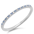 thumbnail image 1 of 10K White Gold Round Blue Sapphire & White Diamond Ladies Dainty Anniversary Wedding Stackable Ring, 1 of 1