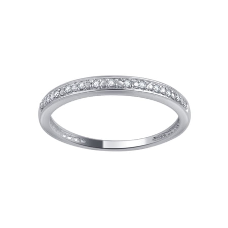 10K White Gold Round Cut Pave Set Diamond Ring 0.05CT